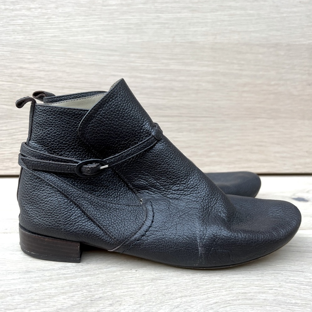 Repetto Paris Wrap-around buckle strap and leather Ankle Booties (Size 40)